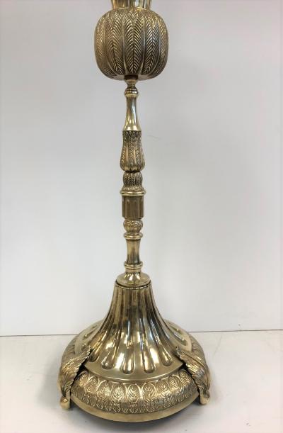 Pair Tall French Antique Polished Bronze Floor Lamps