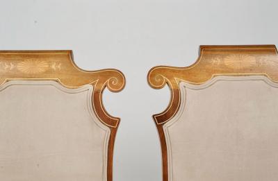 Pair Unusual Inlaid Edwardian Neoclassical Style Slipper Chairs
