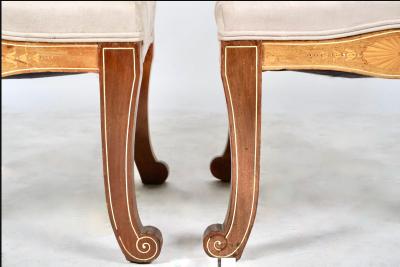 Pair Unusual Inlaid Edwardian Neoclassical Style Slipper Chairs