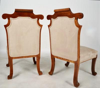 Pair Unusual Inlaid Edwardian Neoclassical Style Slipper Chairs