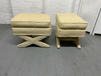 Pair Upholstered X Benches
