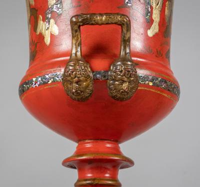 Pair Vieux Paris Porcelain Campagna Urns