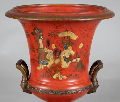 Pair Vieux Paris Porcelain Campagna Urns