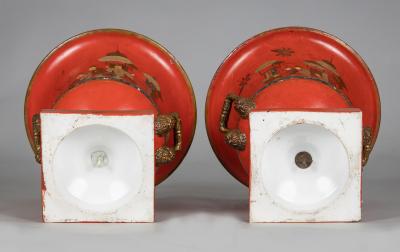 Pair Vieux Paris Porcelain Campagna Urns