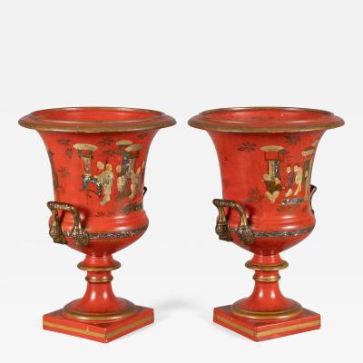 Pair Vieux Paris Porcelain Campagna Urns