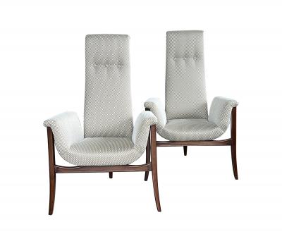 Pair Vintage 1960s Tripod Lounge Chairs with Flared Arms