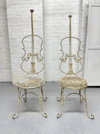 Pair Vintage Cello Form Garden Chairs