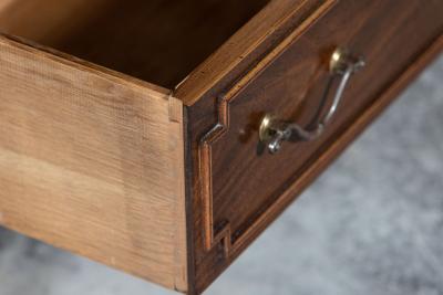 Pair Walnut Faux Bamboo Glazed Display Cabinets