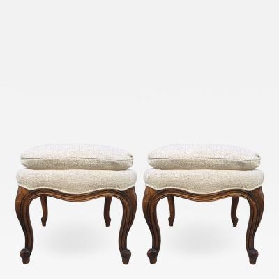 Pair Walnut French Napoleon III Style Stools