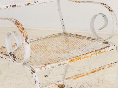 Pair White Painted Metal Garden Chairs American mid 20th Century