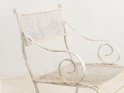 Pair White Painted Metal Garden Chairs American mid 20th Century