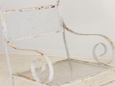 Pair White Painted Metal Garden Chairs American mid 20th Century