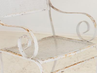 Pair White Painted Metal Garden Chairs American mid 20th Century