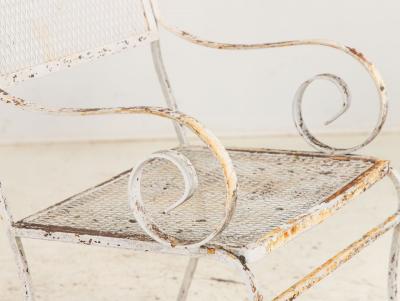 Pair White Painted Metal Garden Chairs American mid 20th Century