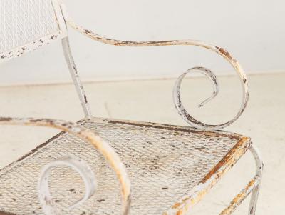 Pair White Painted Metal Garden Chairs American mid 20th Century