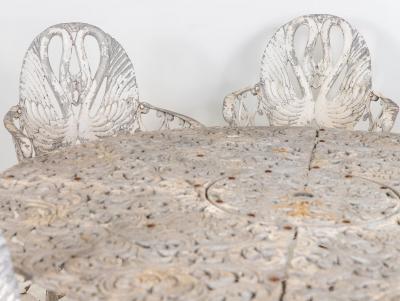 Pair White Painted Swan Back Aluminum Garden Armchairs Sweden 1960s