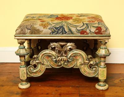 Pair William Mary Japanned Benches