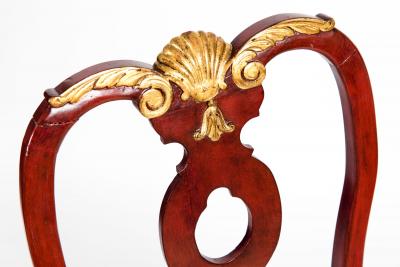 Pair Wood Framed Gilt Design Detail Side Chairs