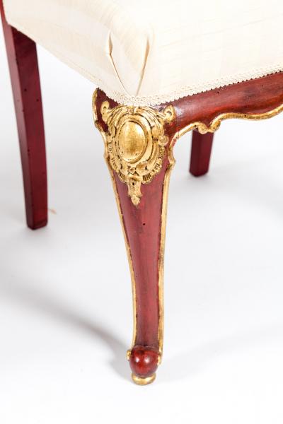 Pair Wood Framed Gilt Design Detail Side Chairs