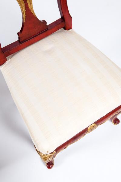 Pair Wood Framed Gilt Design Detail Side Chairs