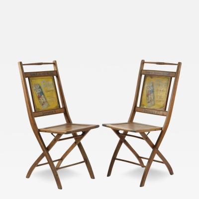 Pair c1910 German folding advertising chairs