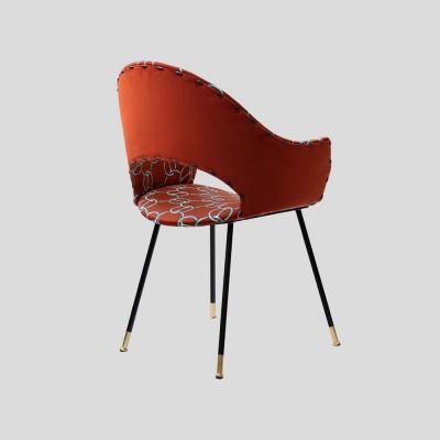 Pair iconic round back chairs upholstered in Hermes fabric