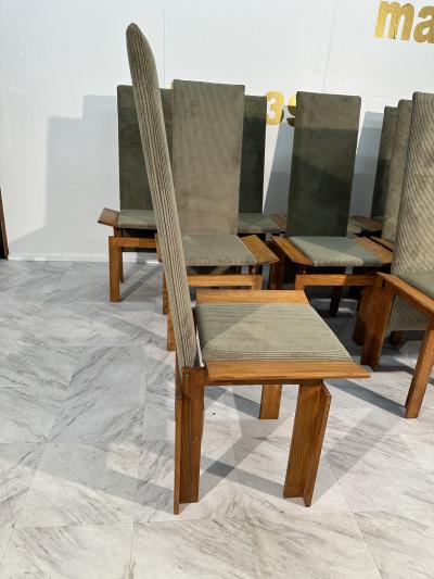 Pair of 12 Wood Mid Century Italian Dining Chairs 1960s