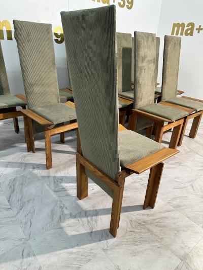 Pair of 12 Wood Mid Century Italian Dining Chairs 1960s