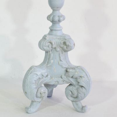 Pair of 17 18th Century Italian Carved Wooden Baroque Candleholders