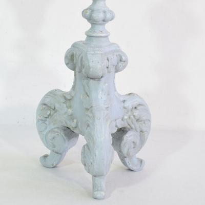 Pair of 17 18th Century Italian Carved Wooden Baroque Candleholders