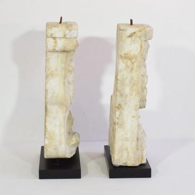 Pair of 17th 18th Century Italian White Marble Baroque Ornaments