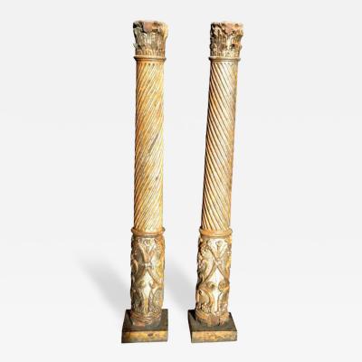 Pair of 17th Century Spanish Wooden Columns