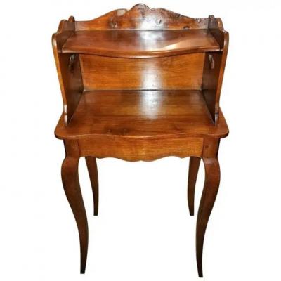 Pair of 18C Country French Cherrywood Open Shelved Side Tables