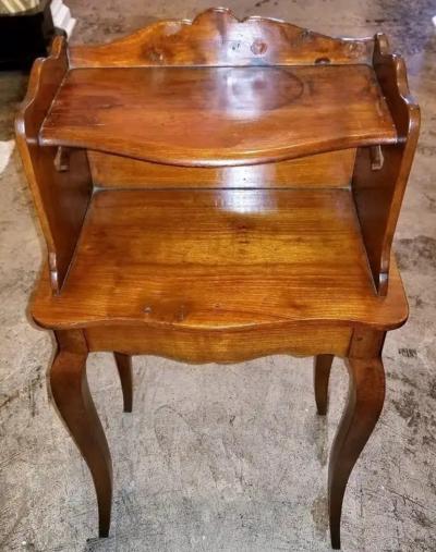 Pair of 18C Country French Cherrywood Open Shelved Side Tables