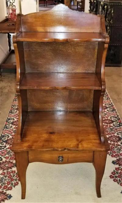 Pair of 18C Country French Cherrywood Open Shelved Side Tables