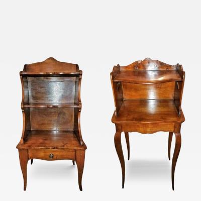 Pair of 18C Country French Cherrywood Open Shelved Side Tables