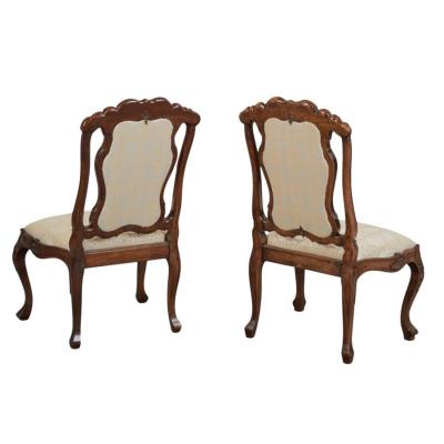 Pair of 18th C Portuguese Rococo Hardwood Side Chairs