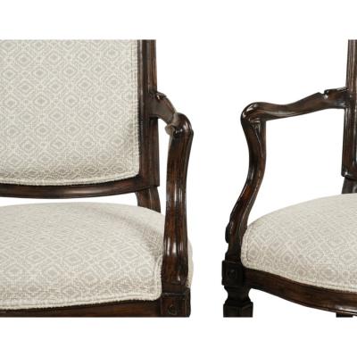 Pair of 18th C Style French Neoclassical Mahogany Arm Chairs