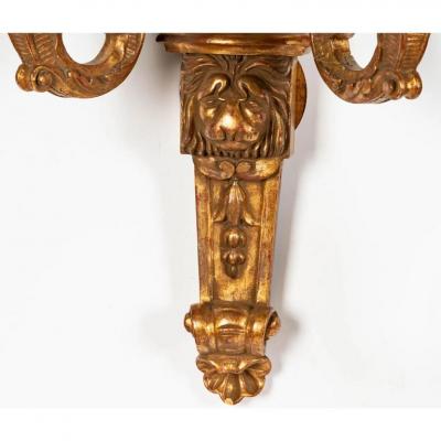 Pair of 18th C Style Italian Giltwood Regency Light Wall Sconces