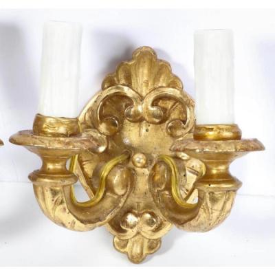 Pair of 18th C Style Italian Giltwood Sconces by Reborn Antiques