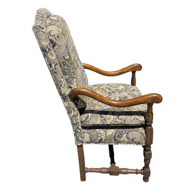 Pair of 18th C Style Spanish Colonial Armchairs W Ralph Lauren Paisley Fabric