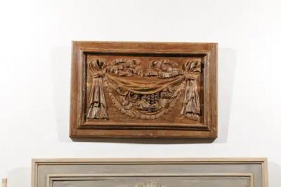 Pair of 18th Century Architectural Panels with Swags Hand Carved in Low Relief