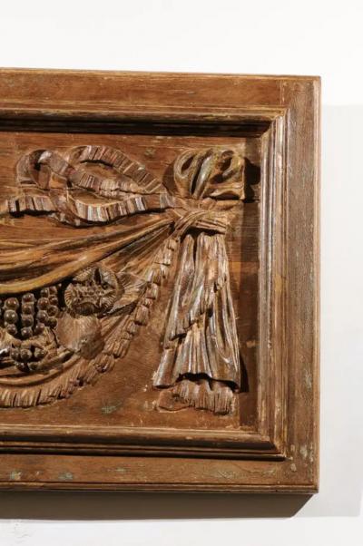Pair of 18th Century Architectural Panels with Swags Hand Carved in Low Relief
