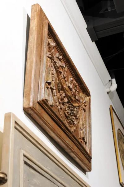 Pair of 18th Century Architectural Panels with Swags Hand Carved in Low Relief