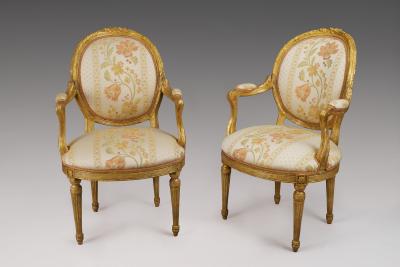 Pair of 18th Century Carved Gilt Armchairs