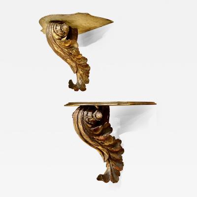 Pair of 18th Century Carved Giltwood Brackets Consoles