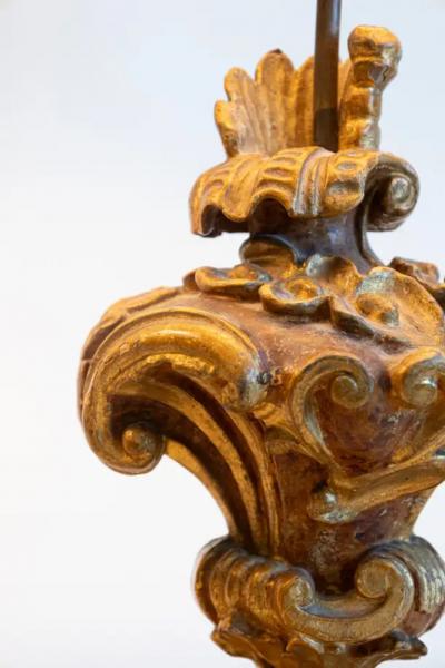 Pair of 18th Century French Giltwood Fragment Table Lamps