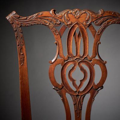 Pair of 18th Century George III Carved Mahogany Chippendale Chairs