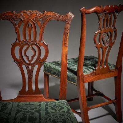 Pair of 18th Century George III Carved Mahogany Chippendale Chairs