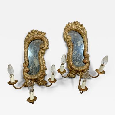 Pair of 18th Century Gilt Wood and Gesso Girandoles